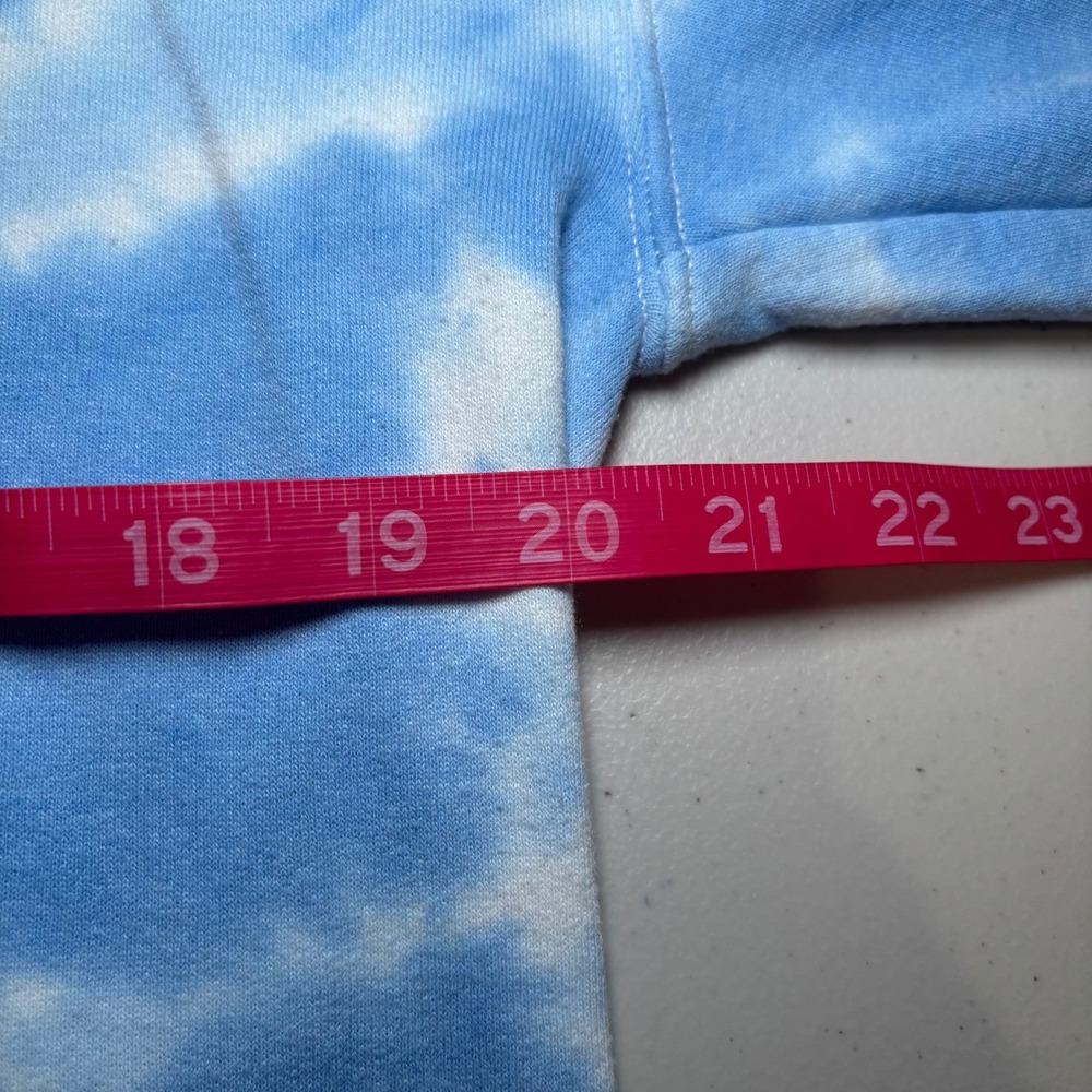 Bowery Supply Co. Blue White Tie Dye Cherry Blossom Hoodie Sweatshirt Medium - Picture 5 of 6